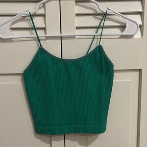 Green Ribbed Women's Top